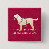 Gele labrador Retriever Merry-kerstdesign Vierkante Button 5,1 Cm (Voorkant)