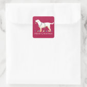 Gele labrador Retriever Merry-kerstdesign Vierkante Sticker (Tas)