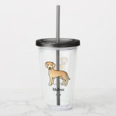 Gele labrador retriever met aangepaste naam acryl drinkbeker (Voorkant)