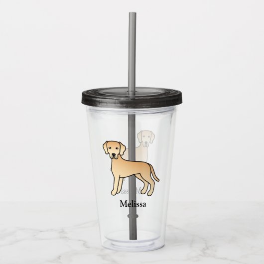 Gele labrador retriever met aangepaste naam acryl drinkbeker (Voorkant)