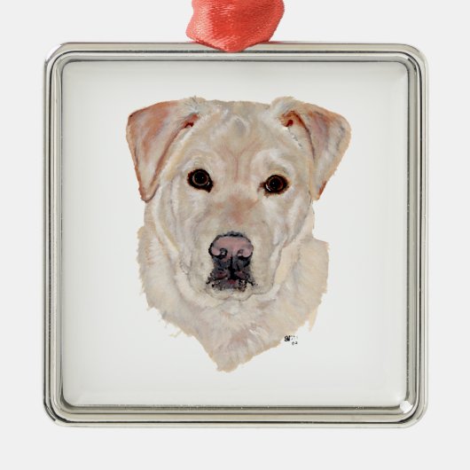 Gele Labrador Retriever Metalen Ornament (Voorkant)