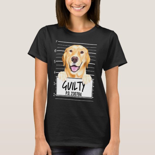 Gele labrador Retriever Mugshot Guilty Dog T-shirt (Voorkant)