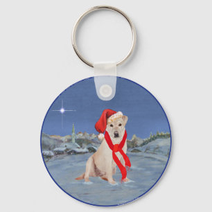 Gele Labrador Retriever op een winteravond Sleutelhanger