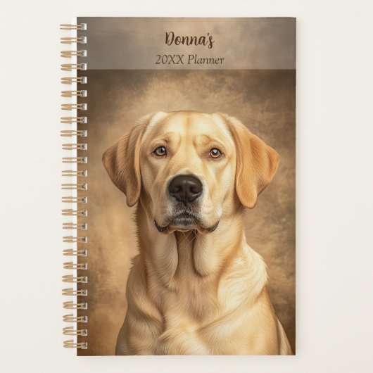 Gele Labrador Retriever Portret Persoonlijk Jaarli Planner (Voorkant)