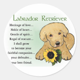 Gele Labrador Retriever Puppy Gifts Ronde Sticker