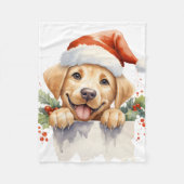 Gele Labrador Retriever Puppy Hond Kerstmis Fleece Deken (Voorkant)