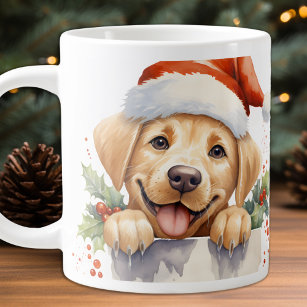 Gele Labrador Retriever Puppy Hond Kerstmis Grote Koffiekop