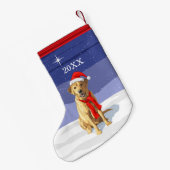 Gele labrador Retriever Santa Hat & Scarf Kleine Kerstsok (Achterkant (Hangend))