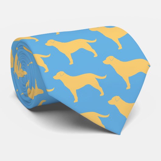 Gele Labrador Retriever Silhouetten Patroon Stropdas (Opgerold)
