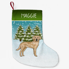 Gele Labrador Retriever Sneeuw Bos Aangepaste Naam Kleine Kerstsok