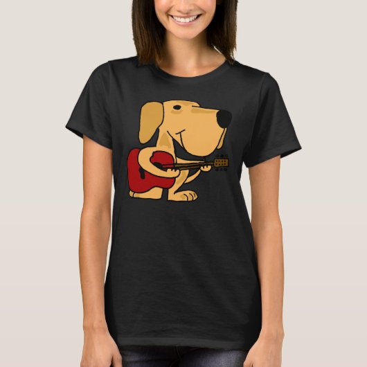 Gele Labrador Retriever Spelen Gitaar T-shirt (Voorkant)