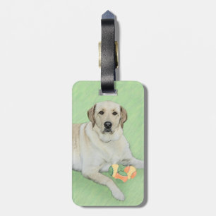 Gele labrador Retriever & Tennis Balls Painting Bagagelabel