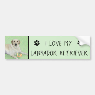 Gele labrador Retriever & Tennis Balls Painting Bumpersticker