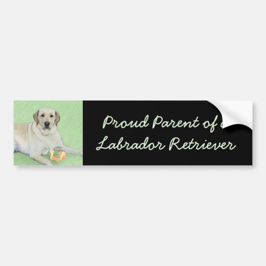 Gele labrador Retriever & Tennis Balls Painting Bumpersticker (Voorkant)
