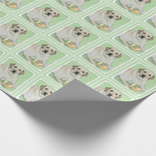 Gele labrador Retriever & Tennis Balls Painting Cadeaupapier (Hoek)