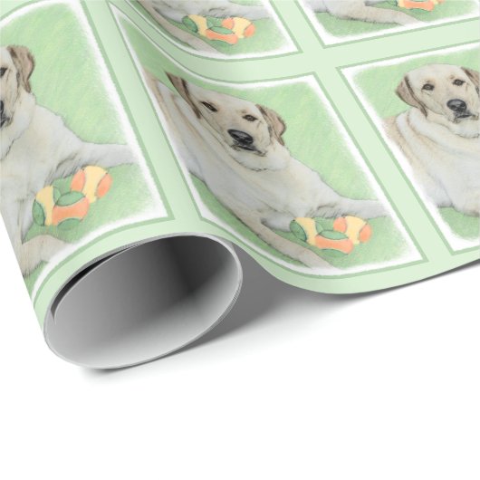 Gele labrador Retriever & Tennis Balls Painting Cadeaupapier (Rol Hoek)