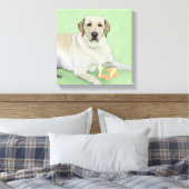 Gele labrador Retriever & Tennis Balls Painting Canvas Afdruk (Insitu (Slaapkamer))