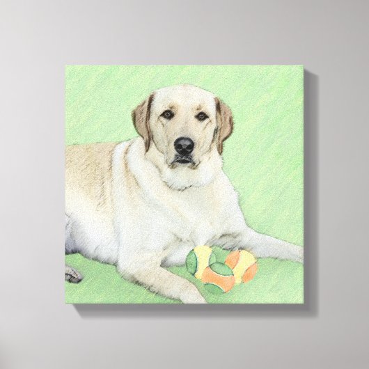 Gele labrador Retriever & Tennis Balls Painting Canvas Afdruk (Voorkant)
