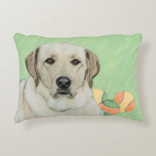 Gele labrador Retriever & Tennis Balls Painting Decoratief Kussen