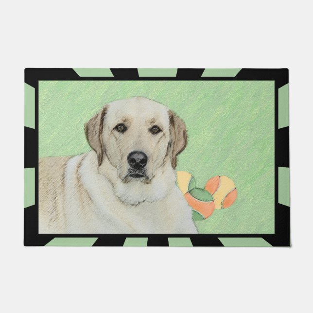Gele labrador Retriever & Tennis Balls Painting Deurmat (Voorkant)