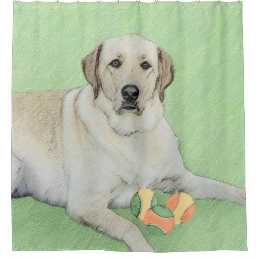 Gele labrador Retriever & Tennis Balls Painting Douchegordijn (Voorkant)