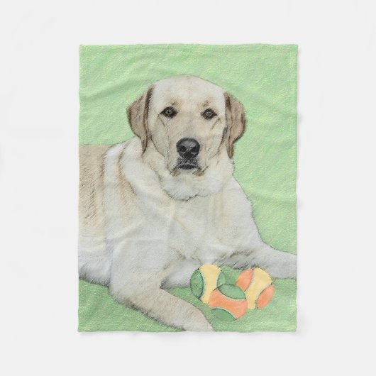 Gele labrador Retriever & Tennis Balls Painting Fleece Deken (Voorkant)