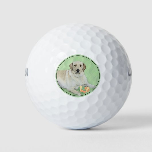 Gele labrador Retriever & Tennis Balls Painting Golfballen (Voorkant)
