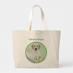 Gele labrador Retriever & Tennis Balls Painting Grote Tote Bag