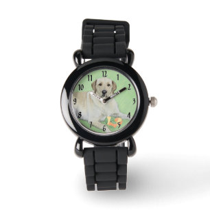 Gele labrador Retriever & Tennis Balls Painting Horloge