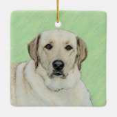 Gele labrador Retriever & Tennis Balls Painting Keramisch Ornament (Achterkant)