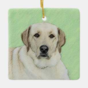 Gele labrador Retriever & Tennis Balls Painting Keramisch Ornament