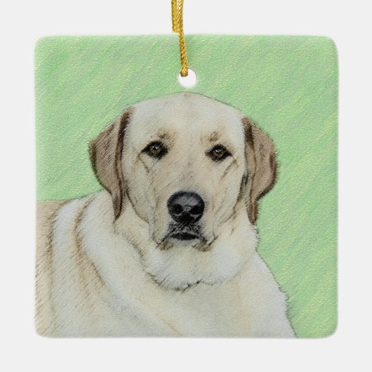 Gele labrador Retriever & Tennis Balls Painting Keramisch Ornament (Voorkant)