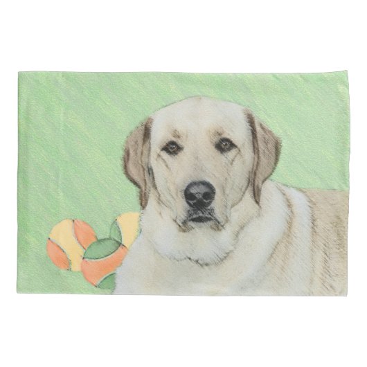 Gele labrador Retriever & Tennis Balls Painting Kussensloop (Achterkant)