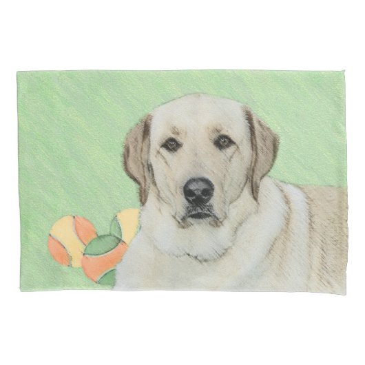 Gele labrador Retriever & Tennis Balls Painting Kussensloop (Voorkant)