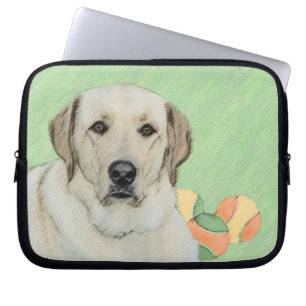 Gele labrador Retriever & Tennis Balls Painting Laptop Sleeve