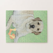 Gele labrador Retriever & Tennis Balls Painting Legpuzzel (Horizontaal)