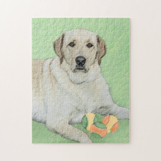 Gele labrador Retriever & Tennis Balls Painting Legpuzzel (Verticaal)