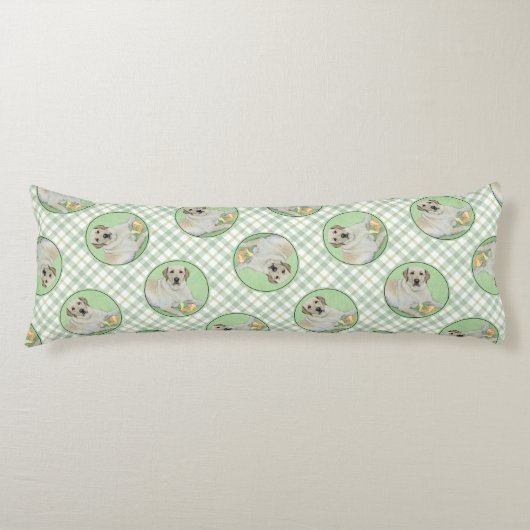 Gele labrador Retriever & Tennis Balls Painting Lichaamskussen (Voorkant)