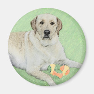 Gele labrador Retriever & Tennis Balls Painting Magneet
