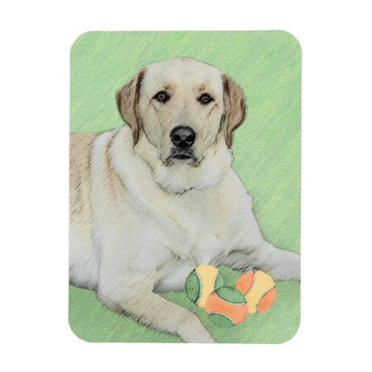 Gele labrador Retriever & Tennis Balls Painting Magneet (Verticaal)