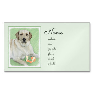 Gele labrador Retriever & Tennis Balls Painting Magnetisch Visitekaartje