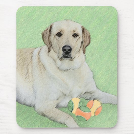 Gele labrador Retriever & Tennis Balls Painting Muismat (Voorkant)