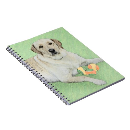 Gele labrador Retriever & Tennis Balls Painting Notitieboek (Rechterzijde)