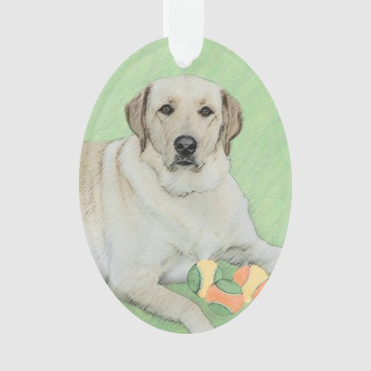 Gele labrador Retriever & Tennis Balls Painting Ornament (voorkant)