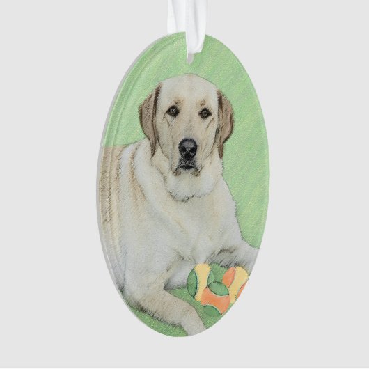 Gele labrador Retriever & Tennis Balls Painting Ornament (voorkant)