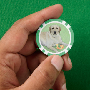 Gele labrador Retriever & Tennis Balls Painting Poker Chips