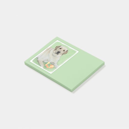 Gele labrador Retriever & Tennis Balls Painting Post-it® Notes (Schuin)