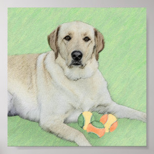 Gele labrador Retriever & Tennis Balls Painting Poster