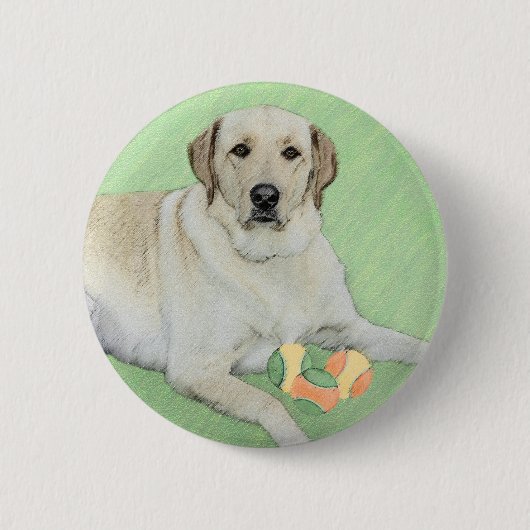 Gele labrador Retriever & Tennis Balls Painting Ronde Button 5,7 Cm (Voorkant)
