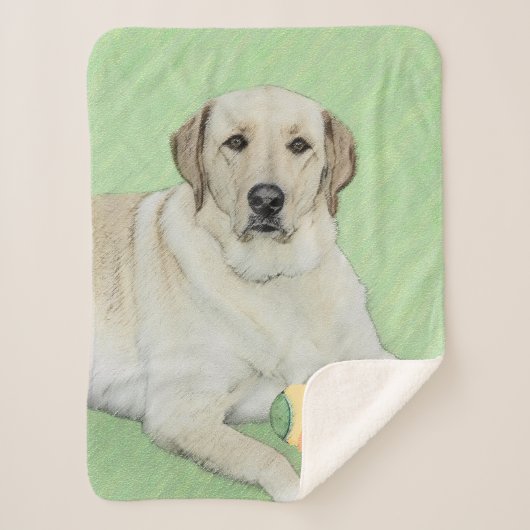Gele labrador Retriever & Tennis Balls Painting Sherpa Deken (Voorkant)